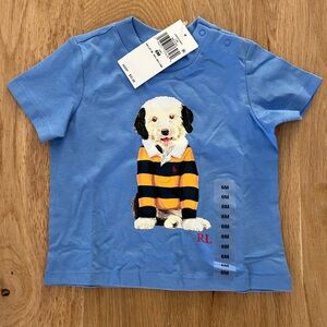 Polo Ralph Lauren Dog Short Sleeve Blue White Yellow Tee Size 6M